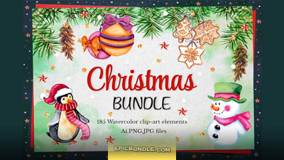 The Watercolor New Year & Christmas Bundle
