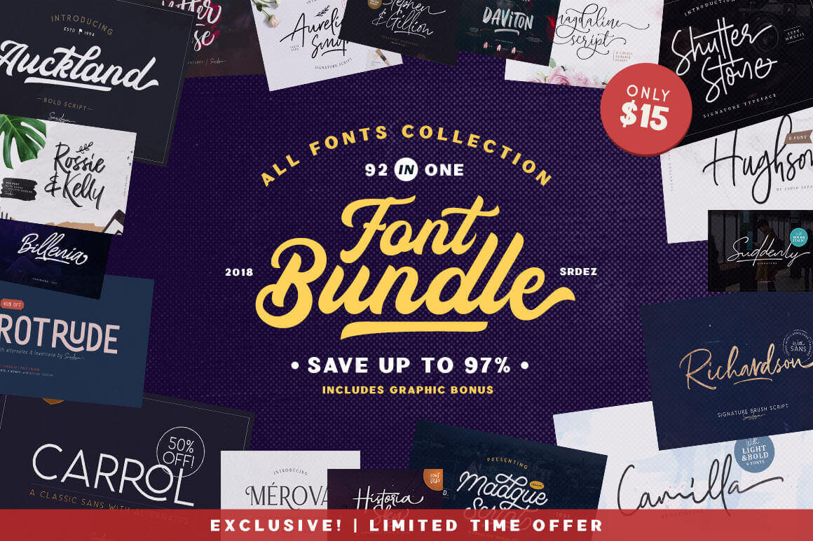 The Mighty 92-in-1 Font Bundle - Epic Bundle