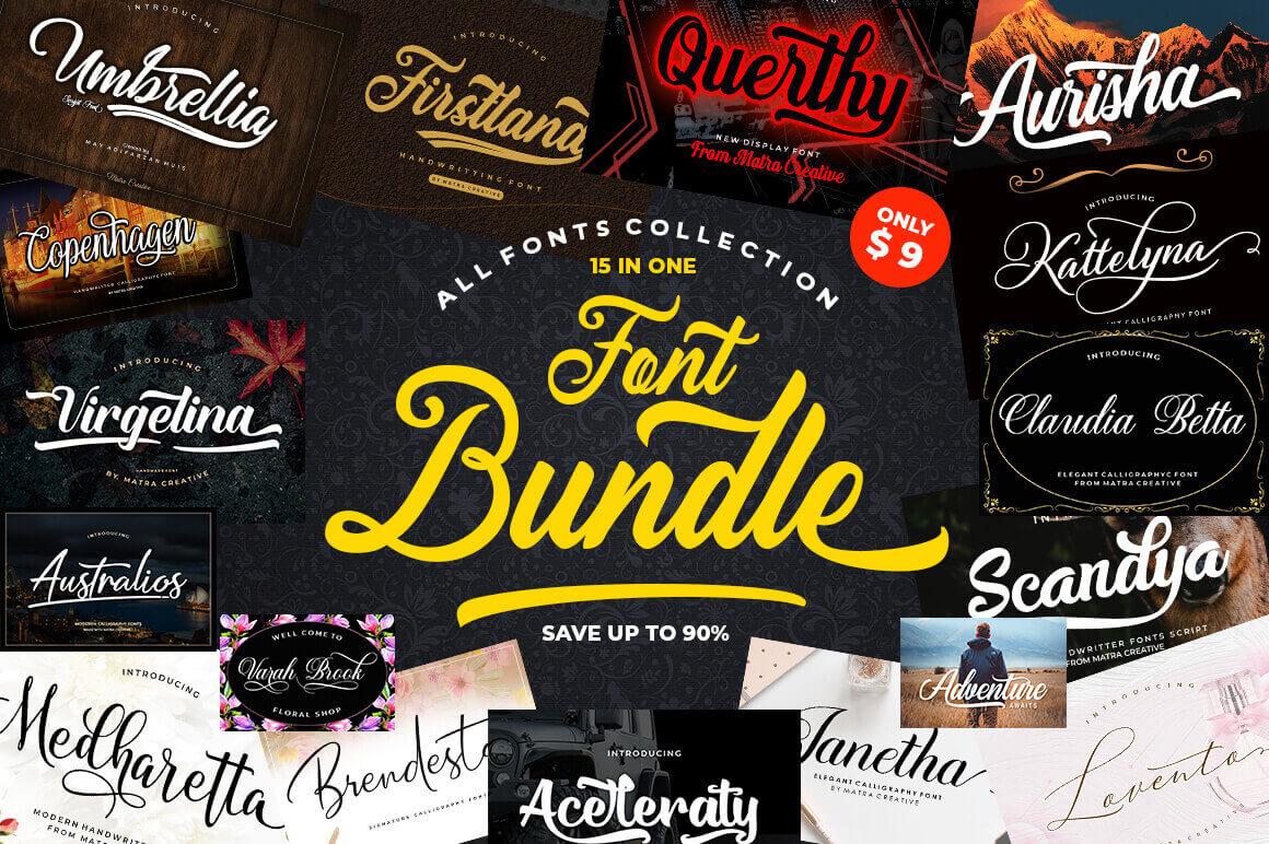 The Mighty 15-Amazing-Font Bundle - Epic Bundle