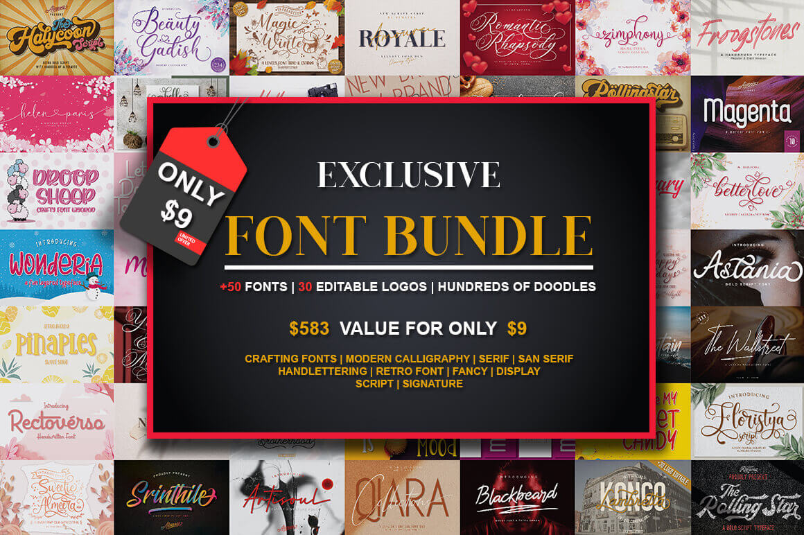 Mighty Deals - The 50+ Font Bundle - Epic Bundle