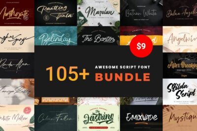 105+ Professional Fonts with Extended License Bundle