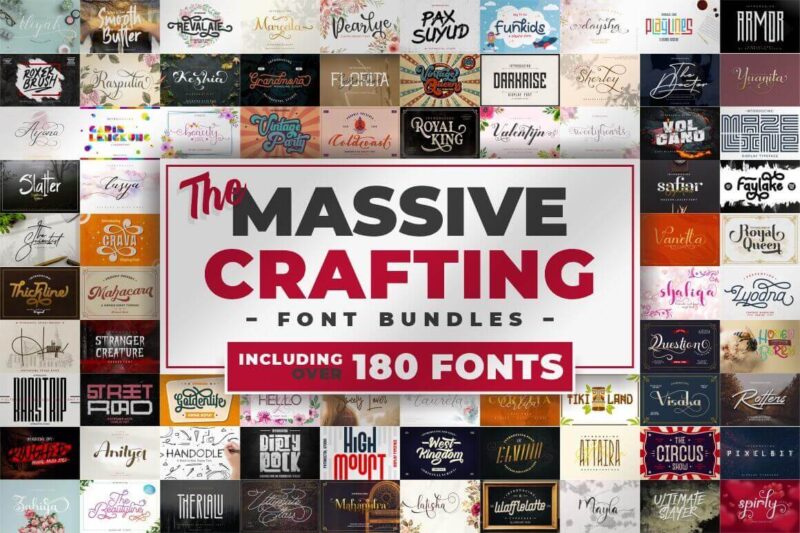 The Massive 180 Fonts Crafting Bundle