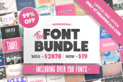 The HUGE Font Bundle of 200+ Font Families
