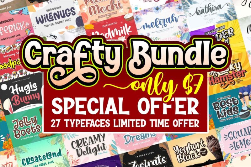 Crafty Bundle of 27 Premium Fonts