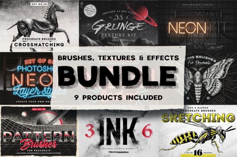 Mighty Deals - "Brushes, Textures & Effects" Bundle