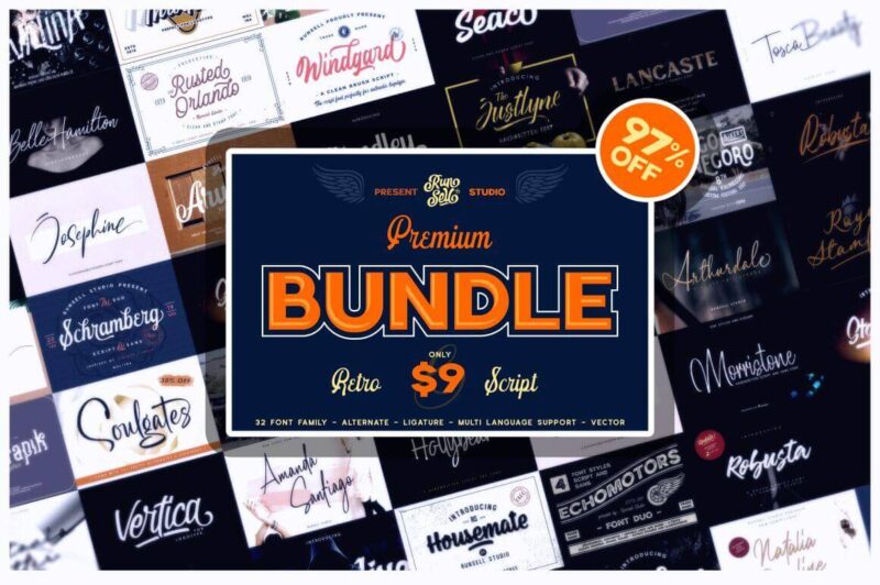 Mighty 80+ Unique Font Bundle