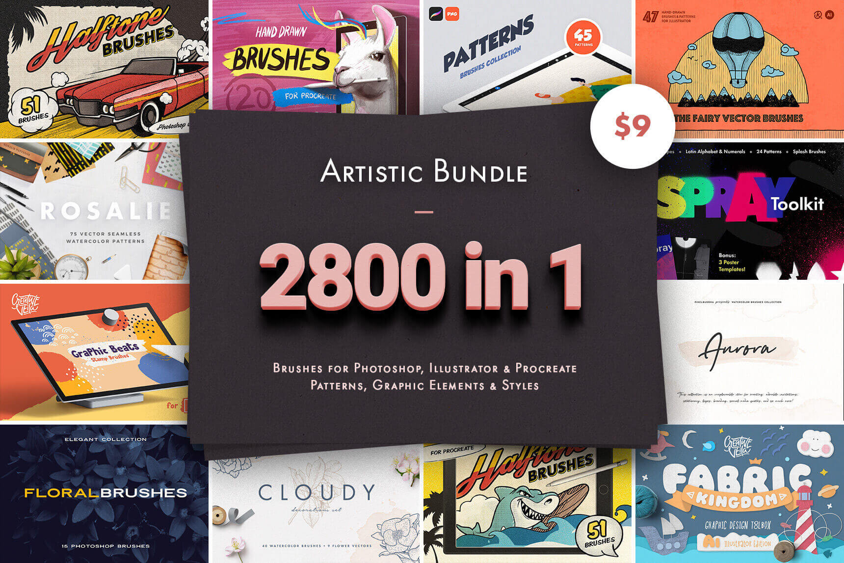 Mighty "2,800 Brushes, Add-Ons & Graphic Elements" Bundle - Epic Bundle