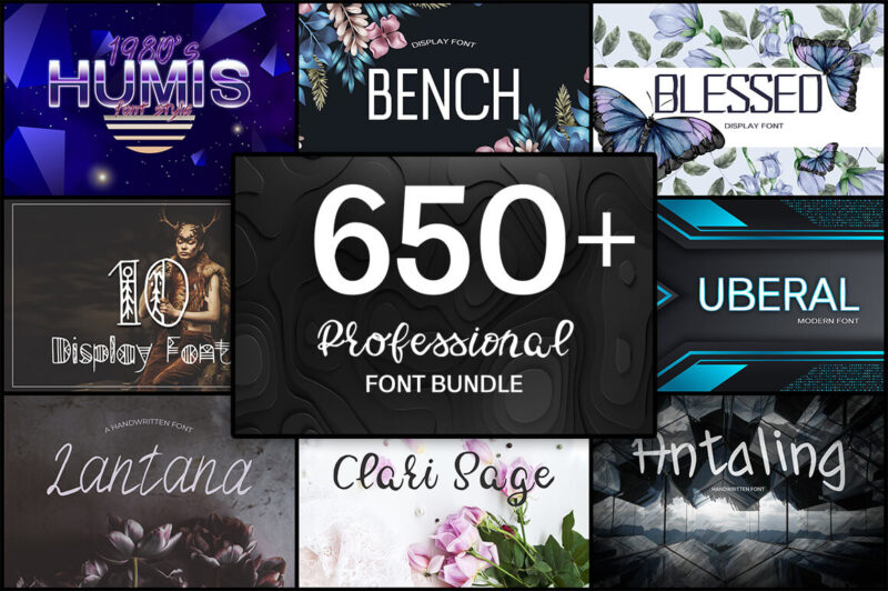 Mighty 650+ Professional Font Bundle